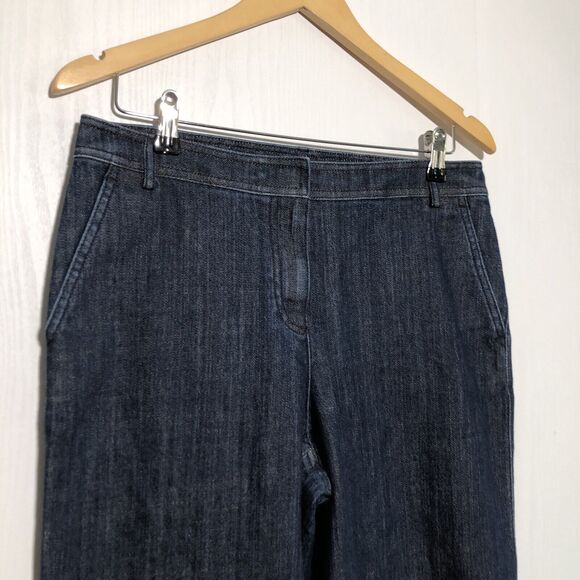 ST. John Collection Denim Trousers Womens 8 Blue Wide Leg High Waisted Cropped - Picture 2 of 9